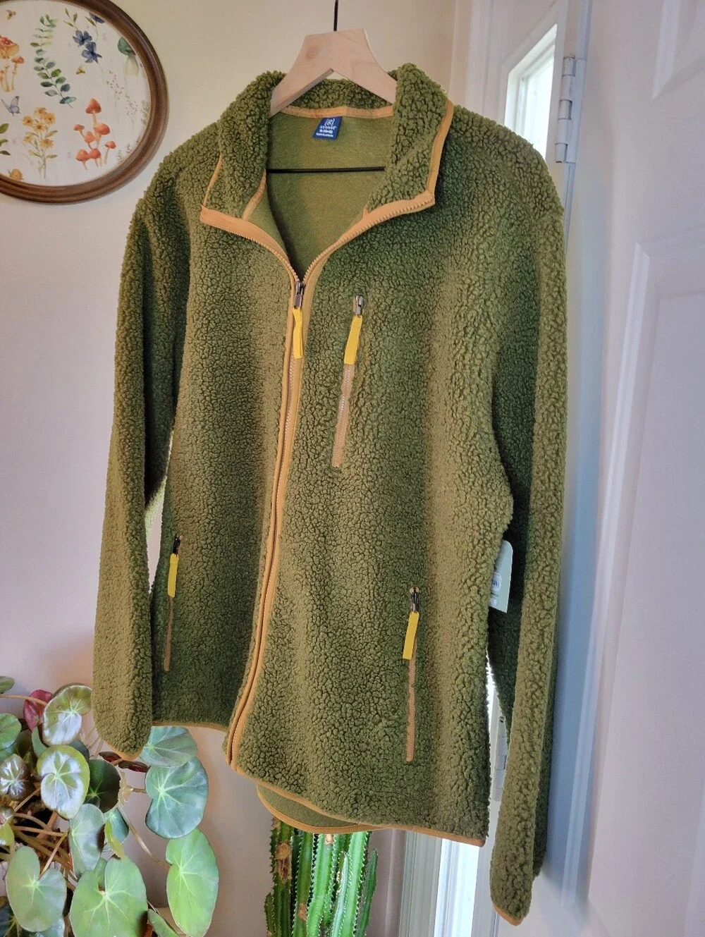 NEW George Full Zip Sherpa Forest‎ Olive Green One Pocket Jacket, Size Mens XL